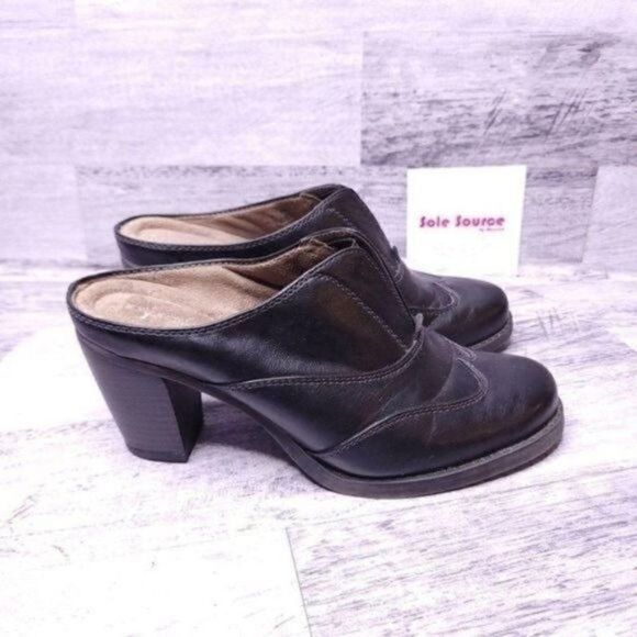 Natural Soul Cammie Heeled Slip on Mule Black Women's sz 7.5 WIDE - Picture 1 of 9